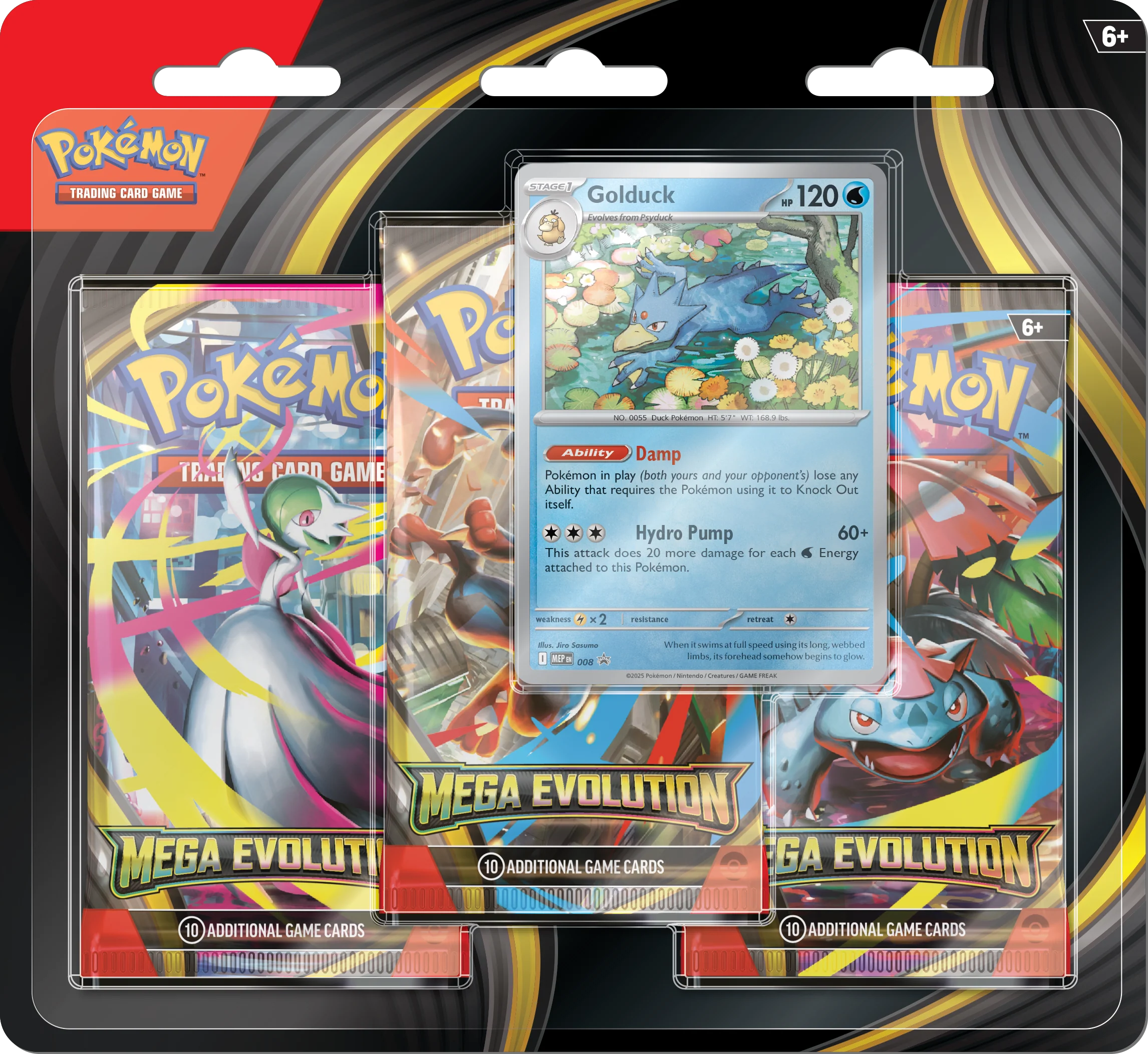 Pokémon TCG: Mega Evolution | Three-Booster Blister Pack - Golduck Promo Card